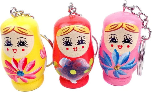 Llaveros De Mamushka En Madera Pack 12 Surtidos