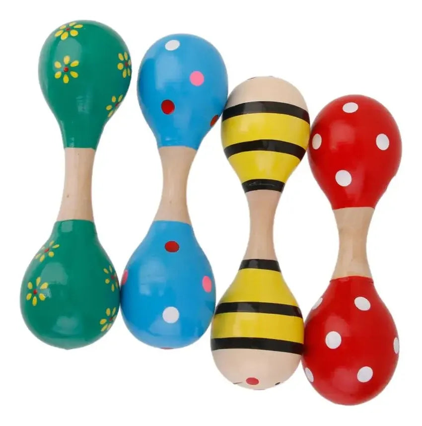 Sonajero Maraca Doble En Madera Montessori 14cm