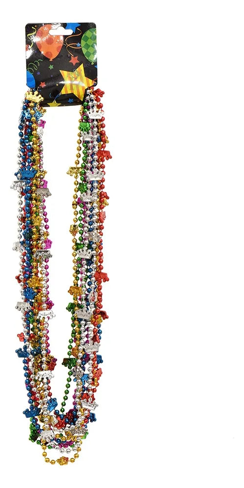 Collar De Perlas Con Coronas Cotillón Nostalgia X6