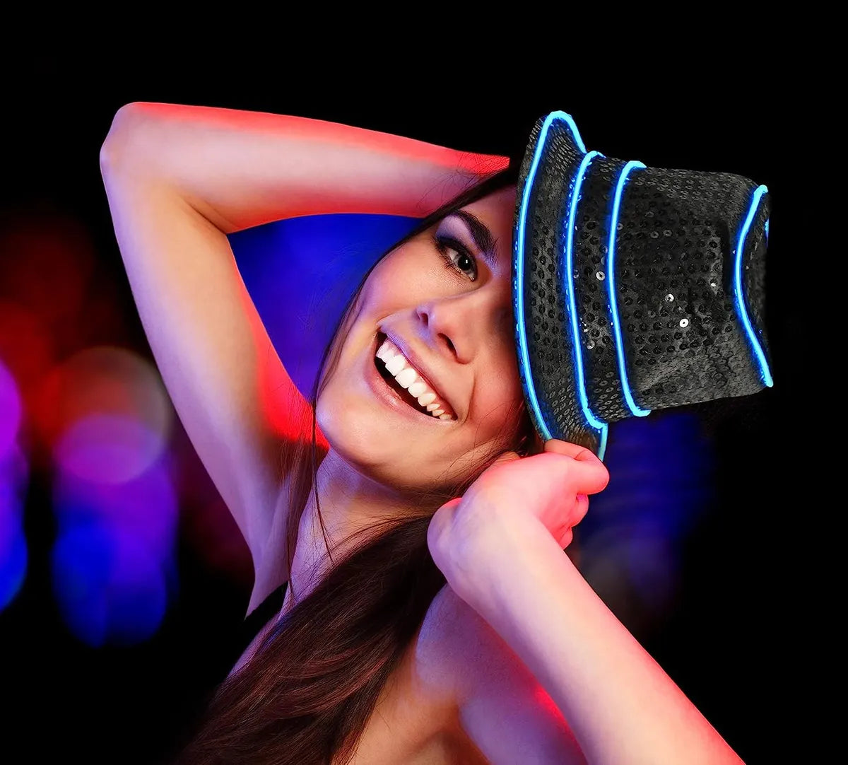 Gorro Sombrero De Lentejuelas Led A Pila Control