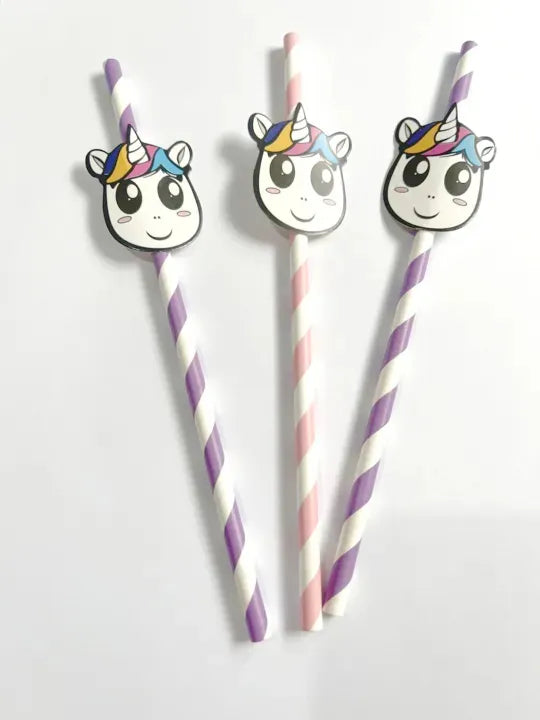 Sorbitos De Papel Unicornio Packx12 Fiesta Cotillon