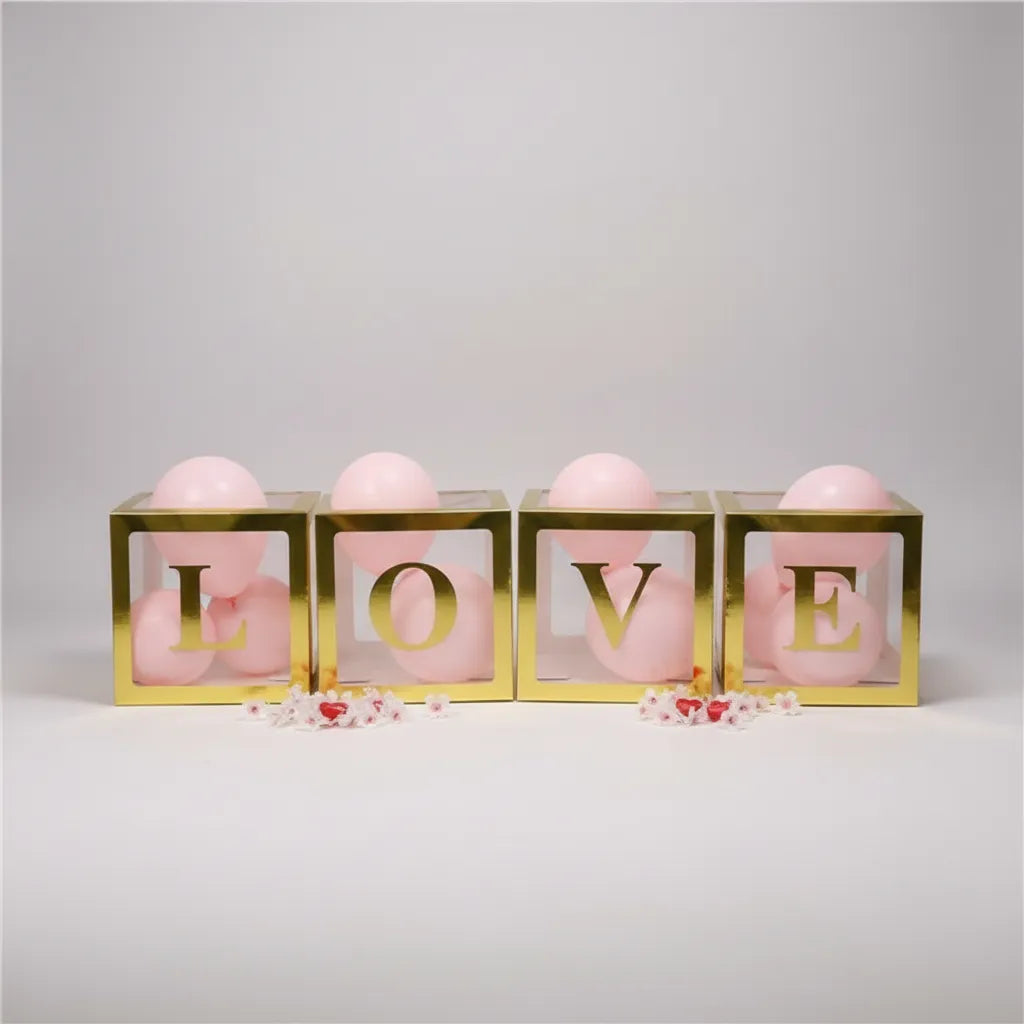 Cajas Decorativas Dorada Letras Love X4 Baby Shower