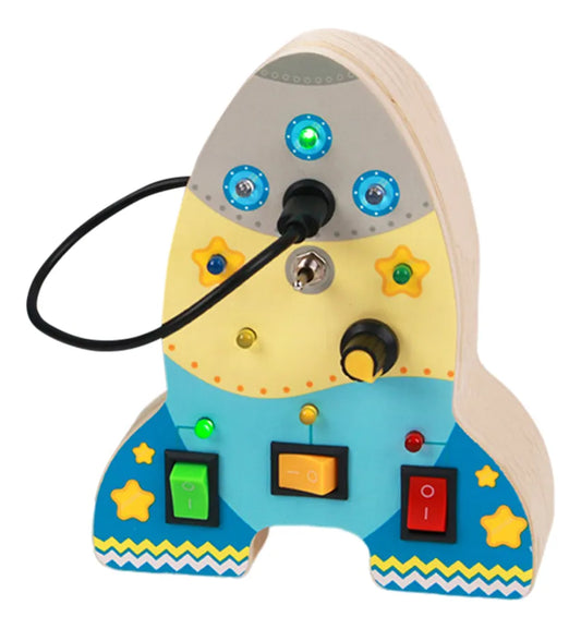 Cohete Tablero Montessori En Madera Con Interruptor
