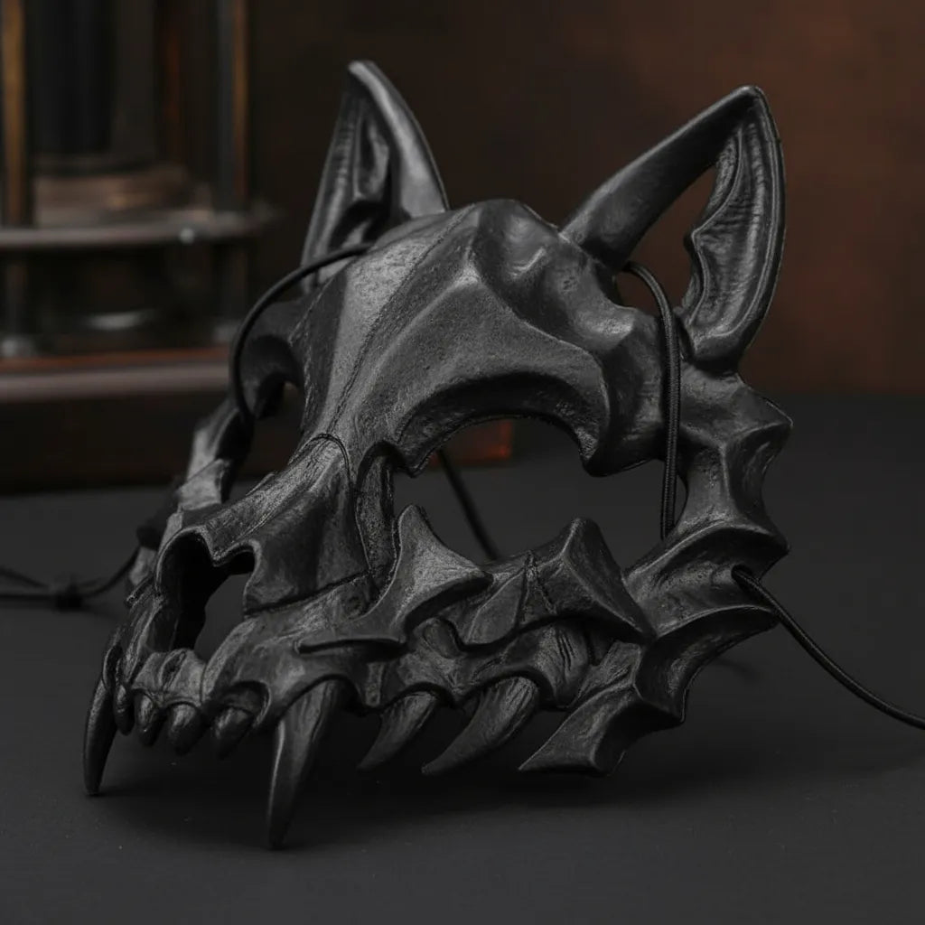 Mascara De Lobo Negro Plástico Duro Halloween