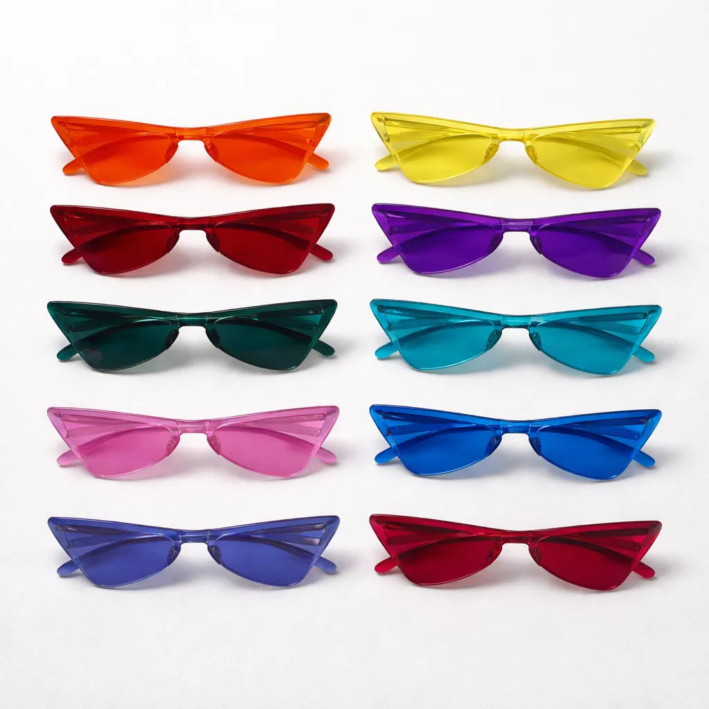 Pack X6 Lentes De Sol Cat Eye Colores Surtidos Cotillon