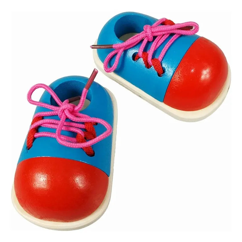 Zapatos En Madera Con Cordones Montessori 10x8cm