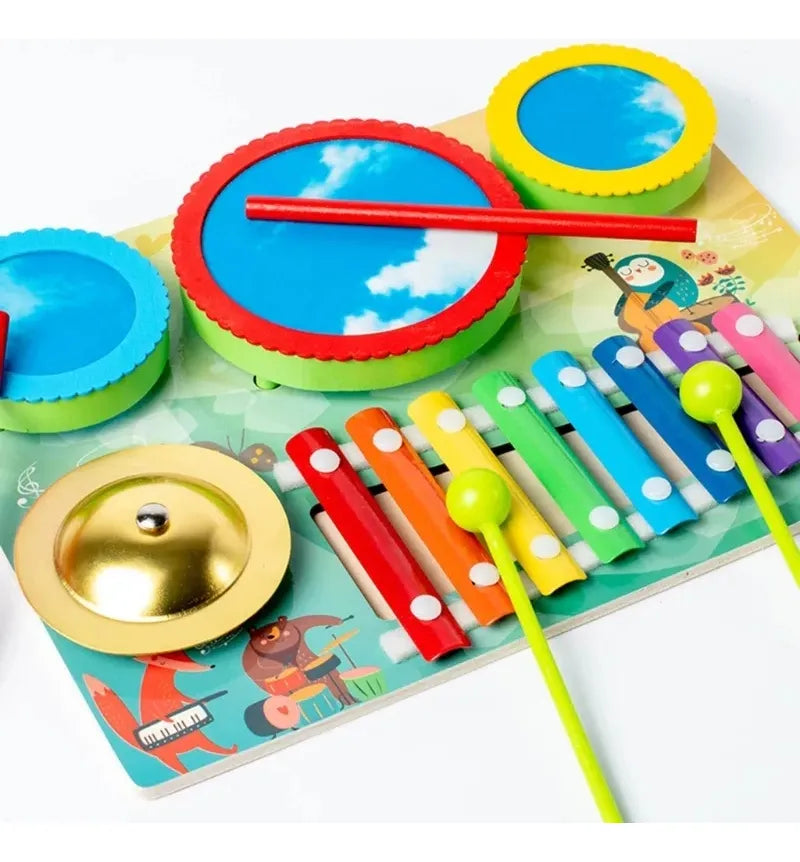 Xilofono Infantil Tambores Palos Campana Montessori