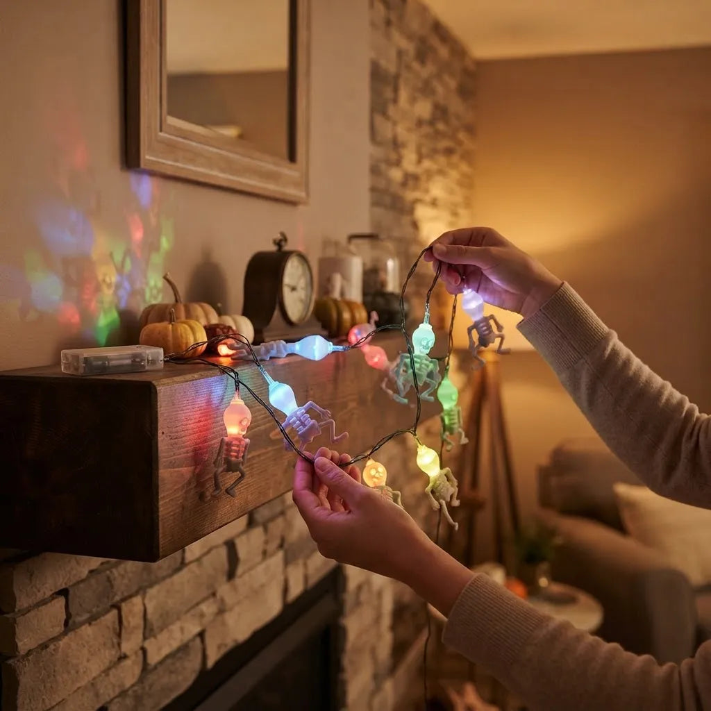 Guirnalda Luces Led Esqueletos Multicolor Halloween