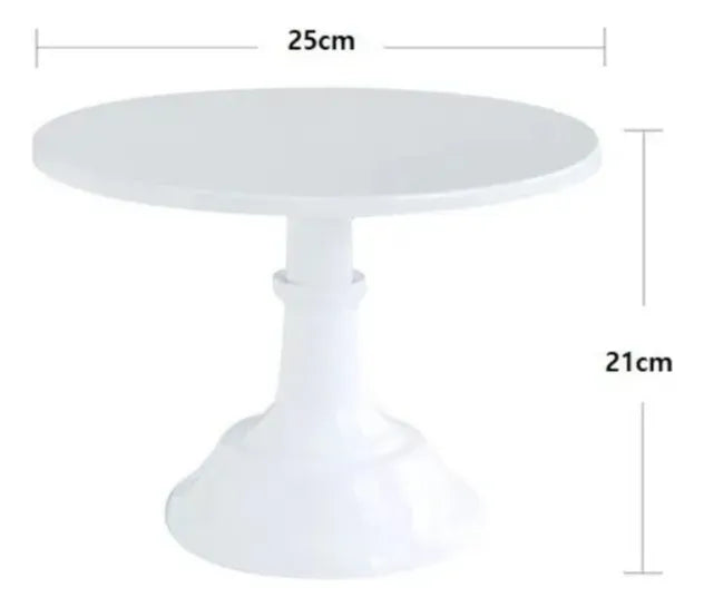 Posatorta Pie De Torta Blanco Redondo 21cm Metalico