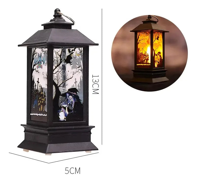 Lampara Farol Decoracion Halloween 13cm Pack X2