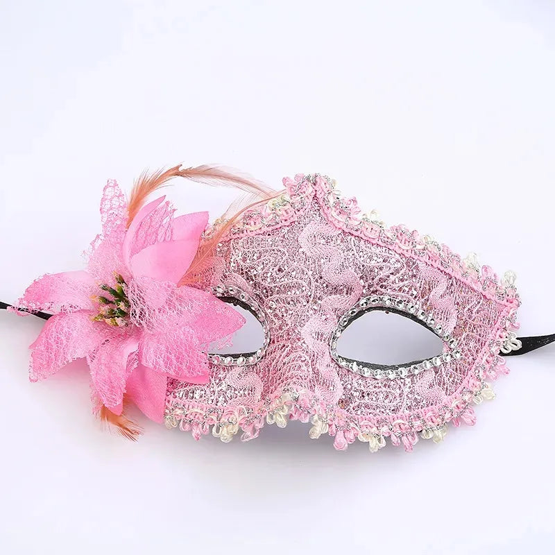 Antifaz De Tul Con Flor Varios Colores