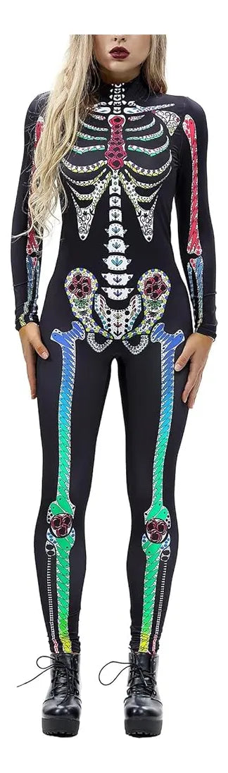 Disfraz De Esqueleto Adulto Malla Halloween Cosplay