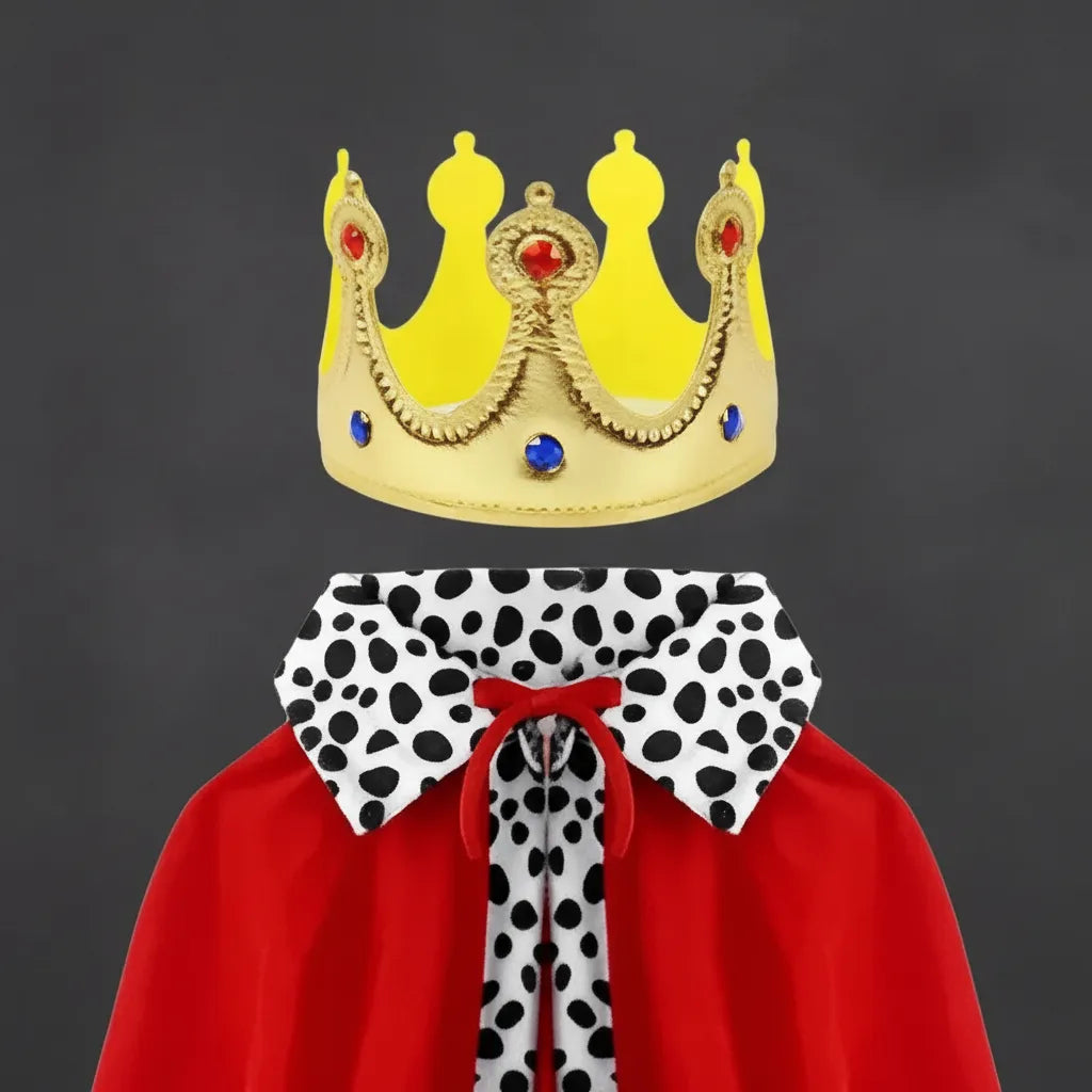 Capa Y Corona Para Disfraz De Rey O Príncipe Rojo