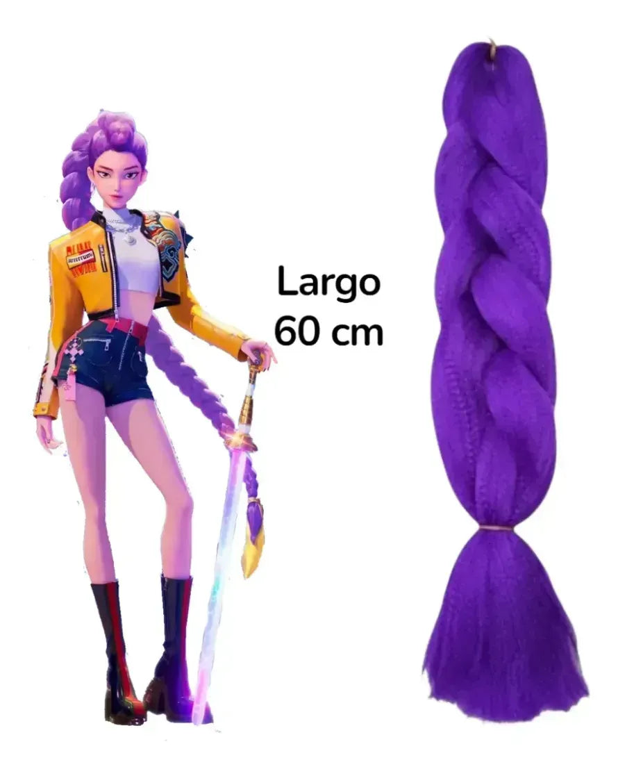 Trenza Morada Extension Rumi Guerrera K-pop Violeta 60CM