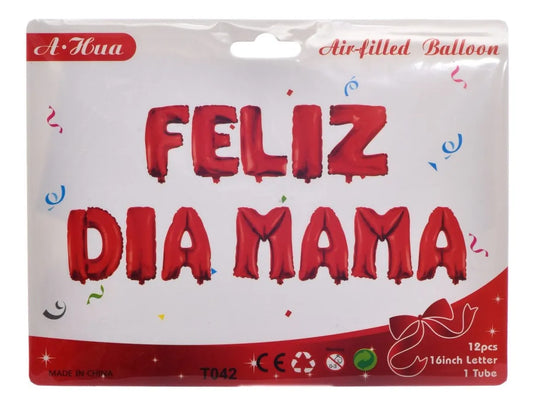 Globo Metalizado Feliz Día Mamá 40cm 12 Pcs