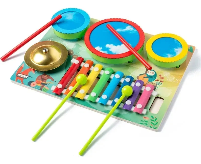 Xilofono Infantil Tambores Palos Campana Montessori