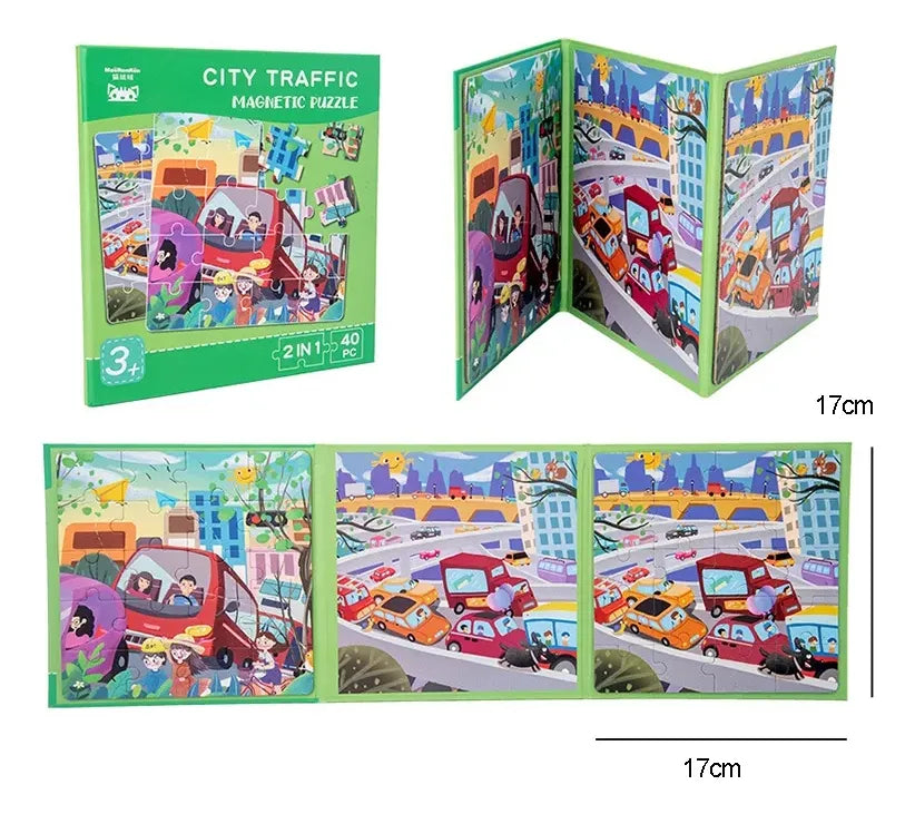 Puzzle Magnético 2 En 1 Estilo Libro 40 Piezas