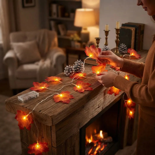 Guirnalda De Luces Led Hojas De Arce Halloween