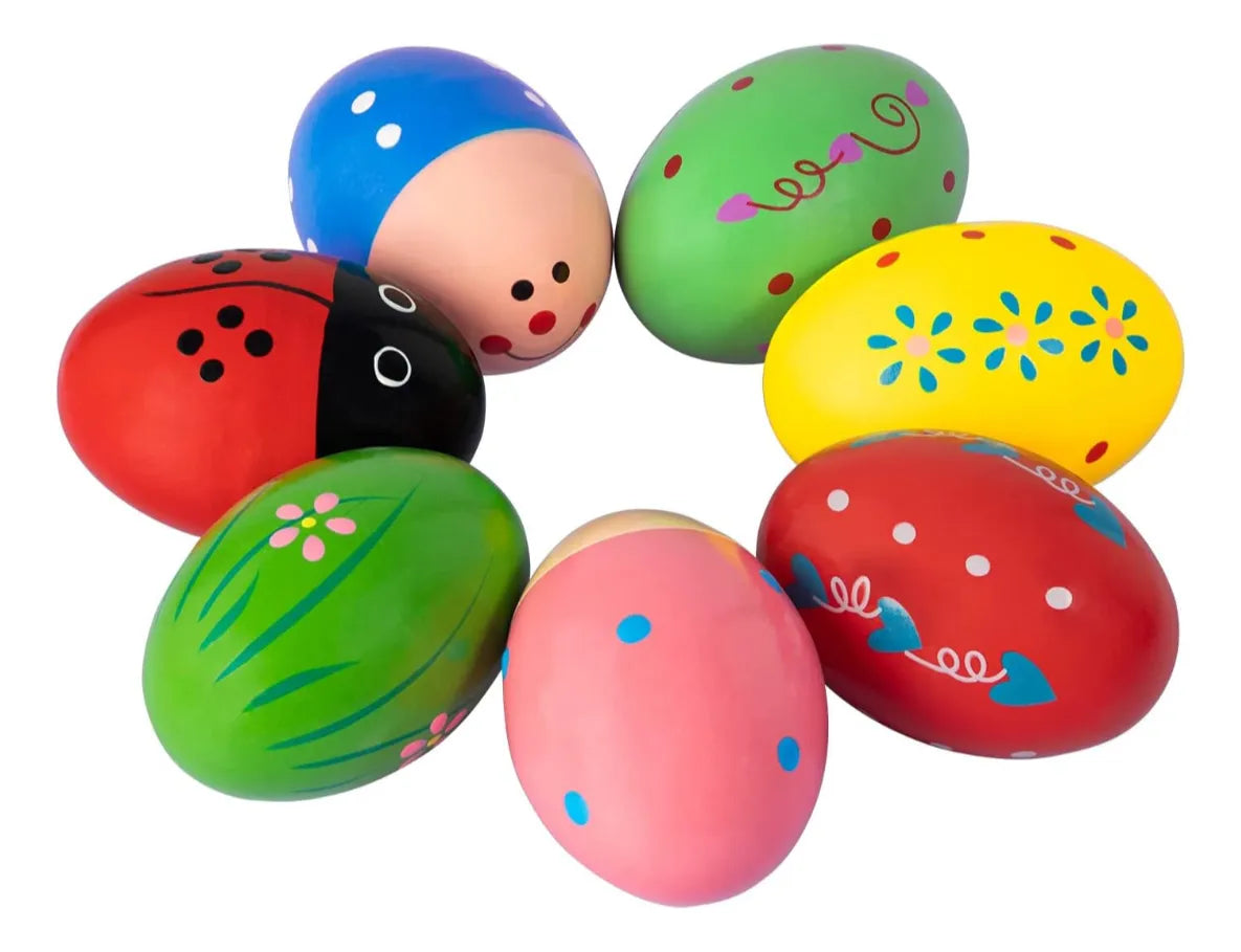 Maracas En Forma De Huevos De Madera Set X3
