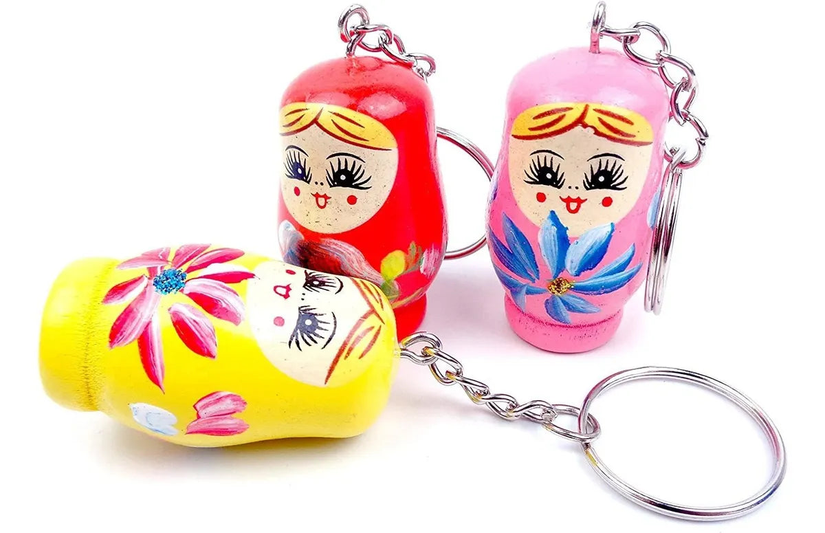 Llaveros De Mamushka En Madera Pack 12 Surtidos
