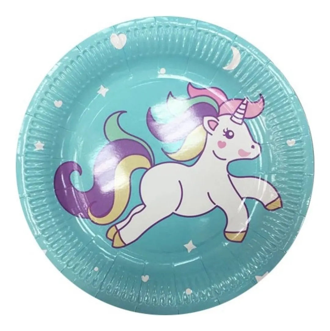 Set 10 Platos Descartables Unicornio Fiesta 23cm