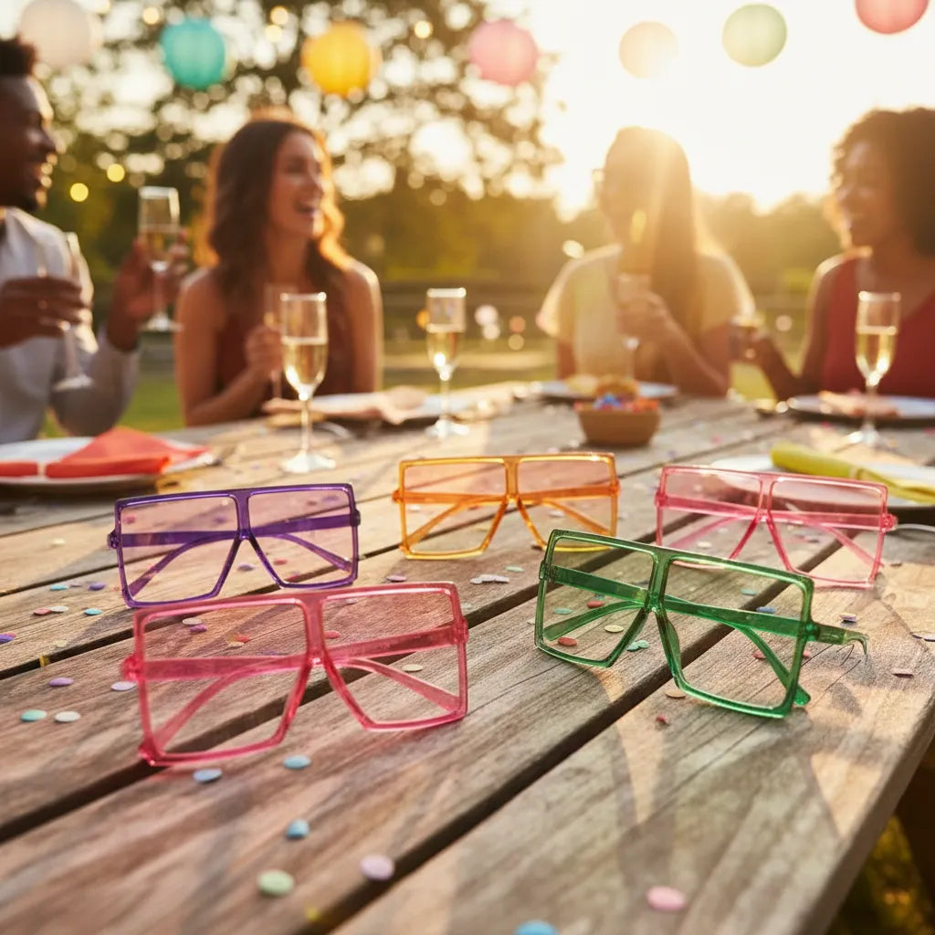 Lentes De Cotillon Cuadrados Grandes Transparentes
