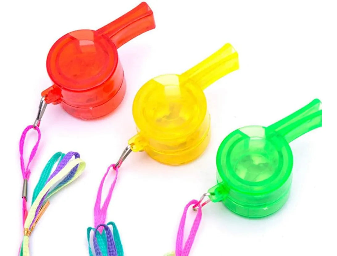 Chifles Silbato Con Luz Led Pack X6 Cotillón Fiesta