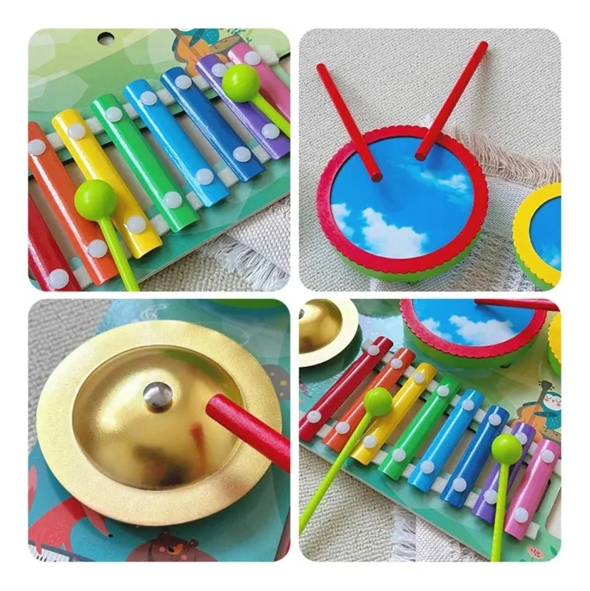 Xilofono Infantil Tambores Palos Campana Montessori