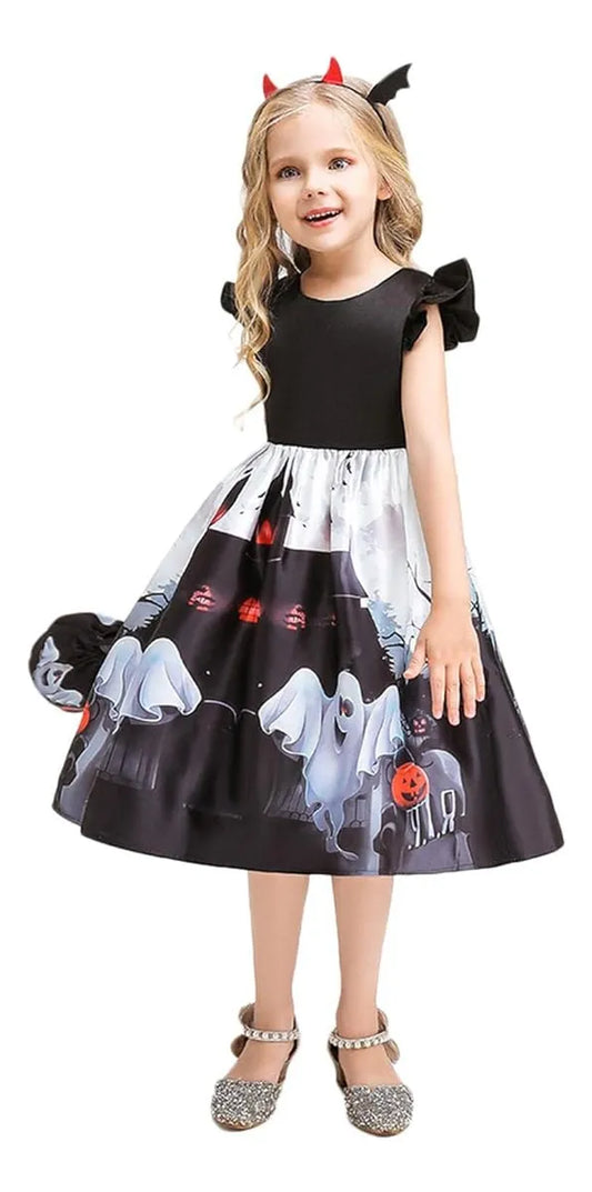 Disfraz Infantil Fantasma Vestido Tiara Cartera