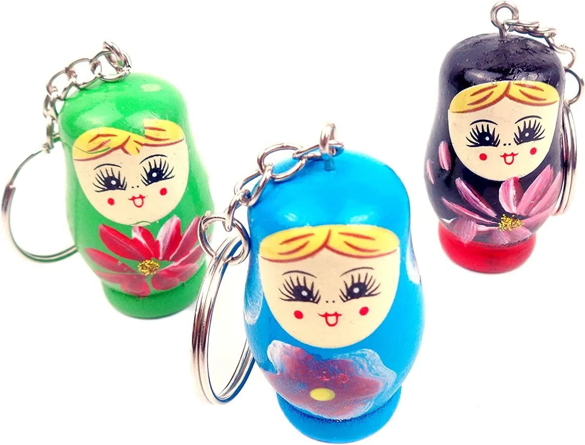 Llaveros De Mamushka En Madera Pack 12 Surtidos