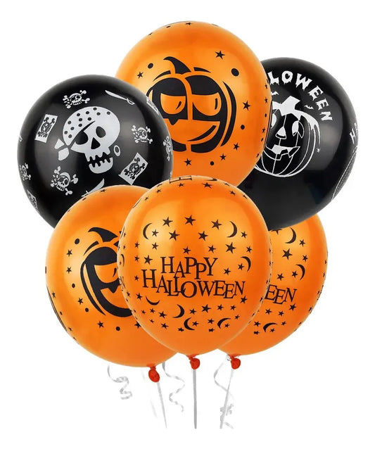 Globos Feliz Halloween Fiesta Surtidos Pack X12