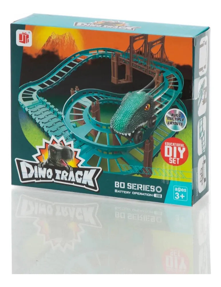 Pista De Auto Dinosaurio 38 Pcs A Pila Encastrable