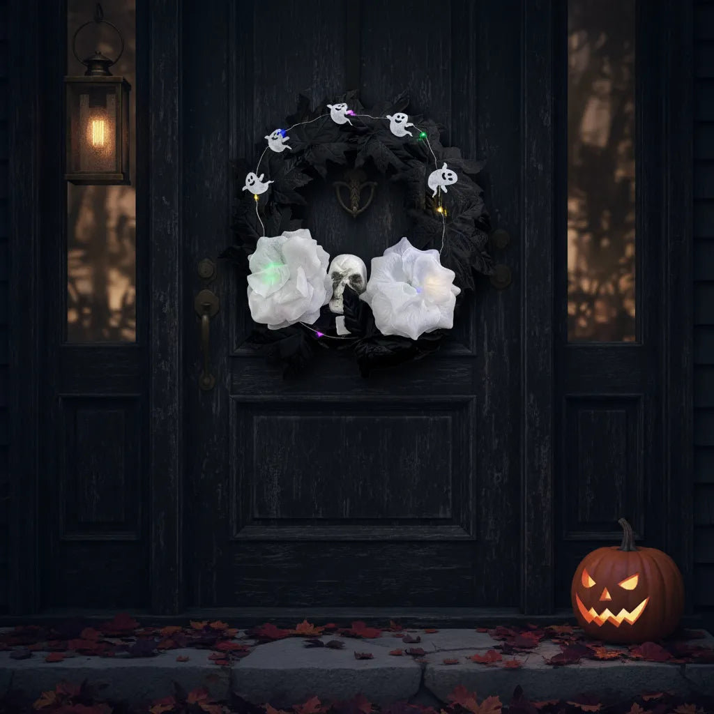 Corona Para Puerta Decoracion De Halloween Con Luz