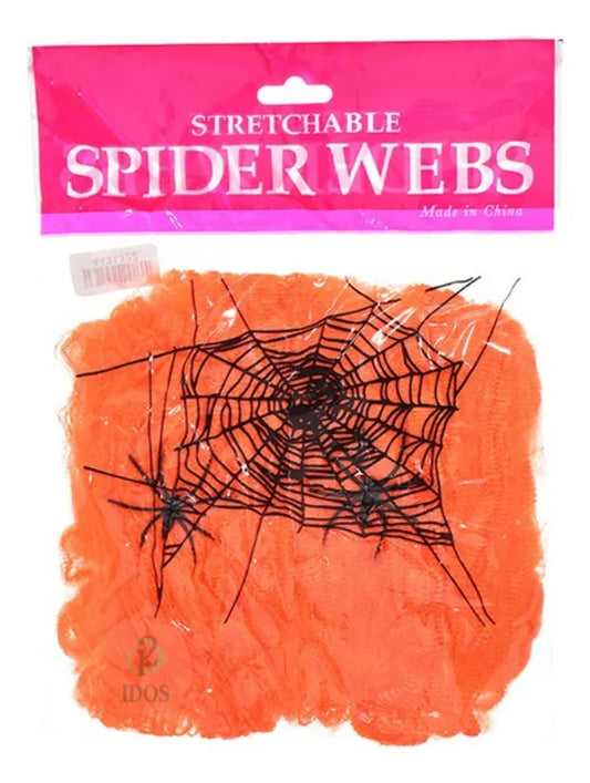 Tela De Araña Artificial Naranja 20 Gms Halloween