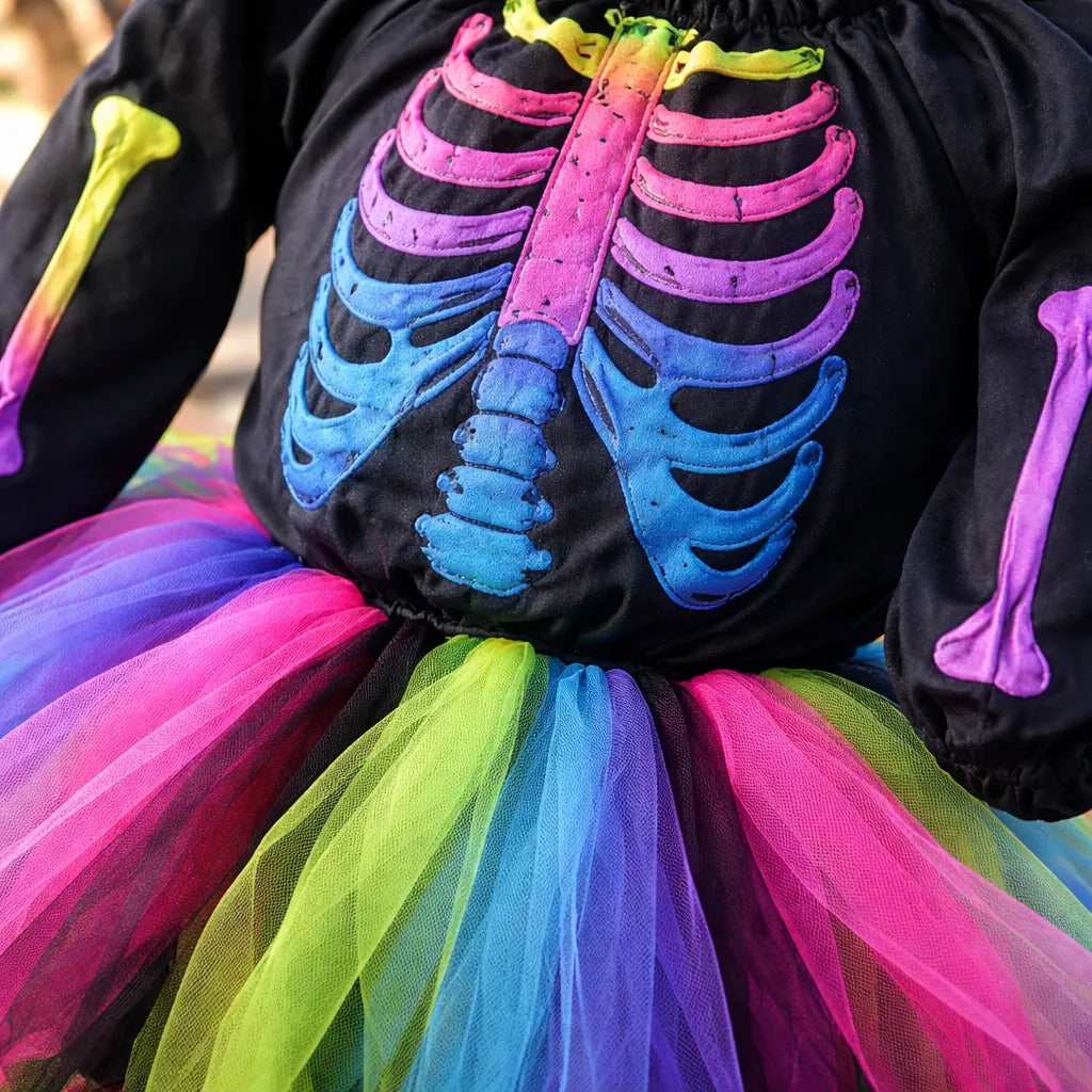 Disfraz Niña Esqueleto con Tutú De Colores Halloween
