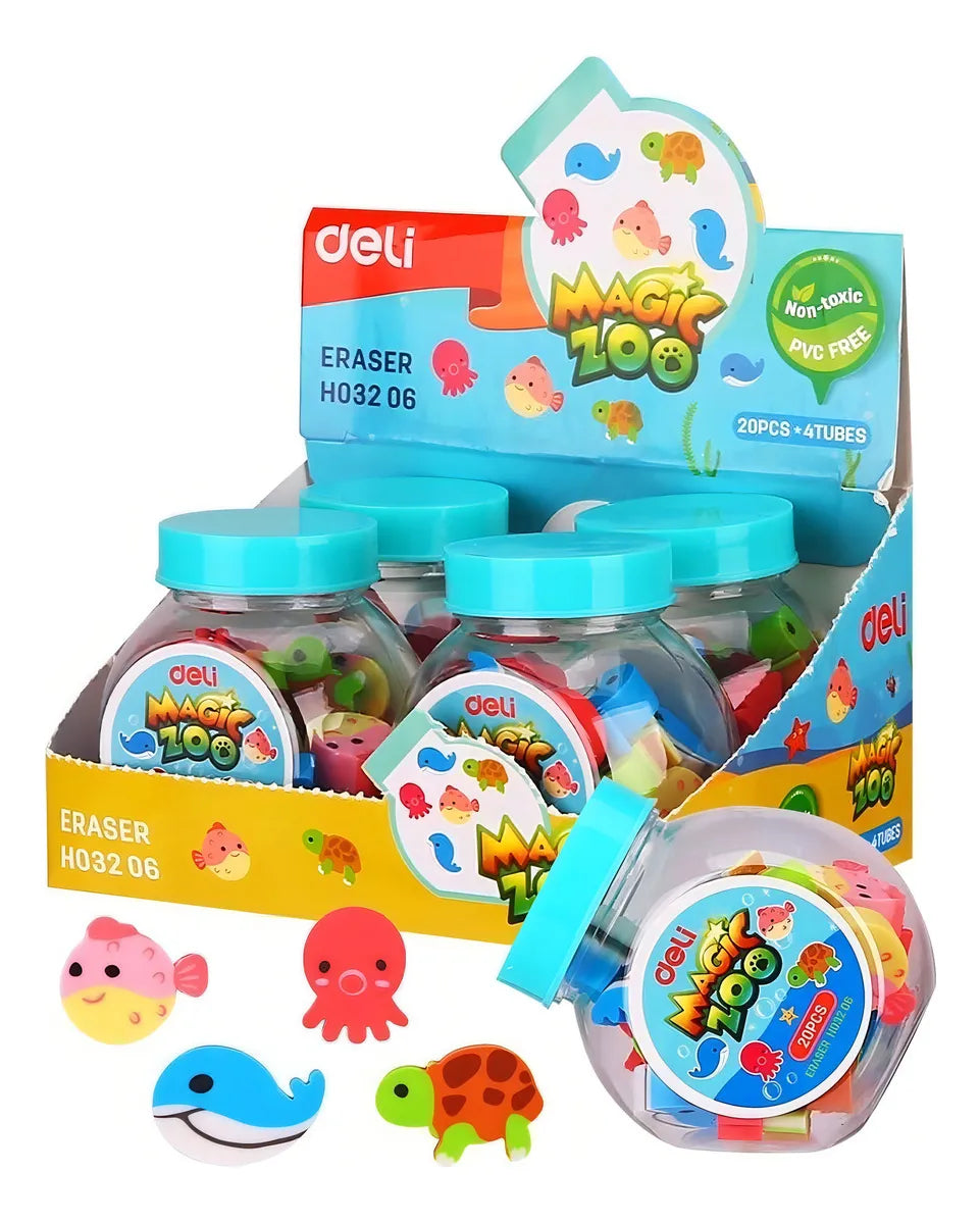 Goma De Borrar Deli Mini Zoo Animales Magic X20
