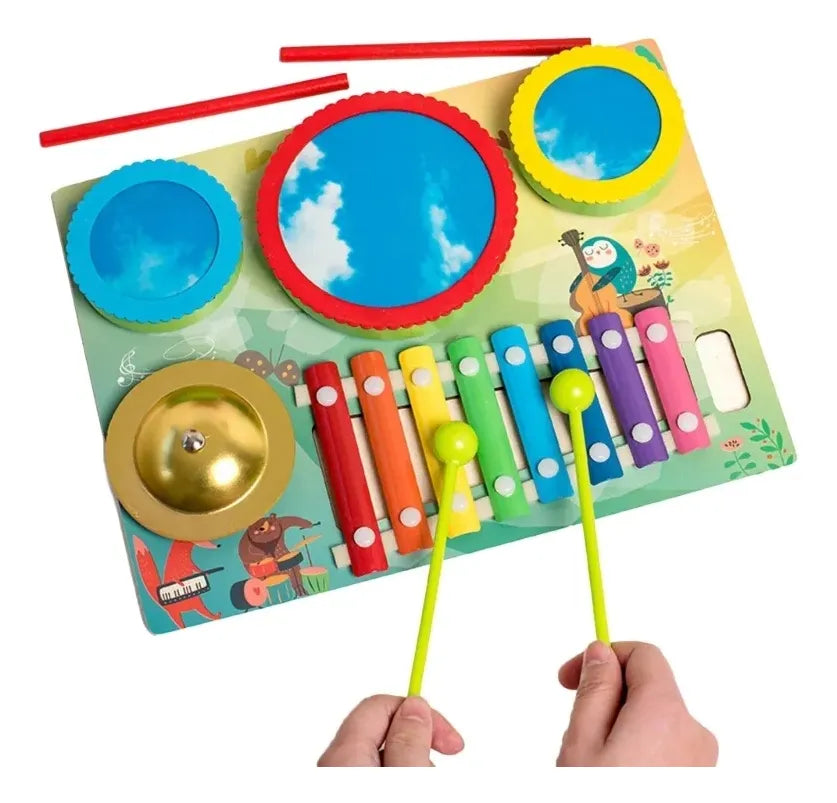 Xilofono Infantil Tambores Palos Campana Montessori