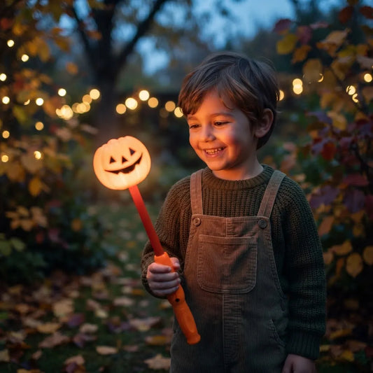 Varita Calabaza Halloween Naranja Con Luz Led