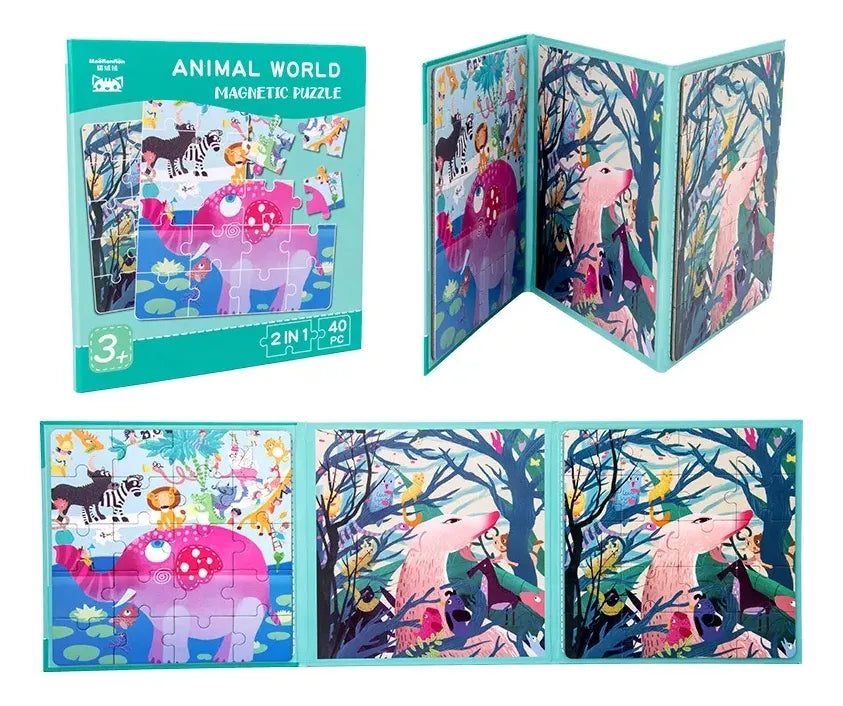 Puzzle Magnético 2 En 1 Estilo Libro 40 Piezas