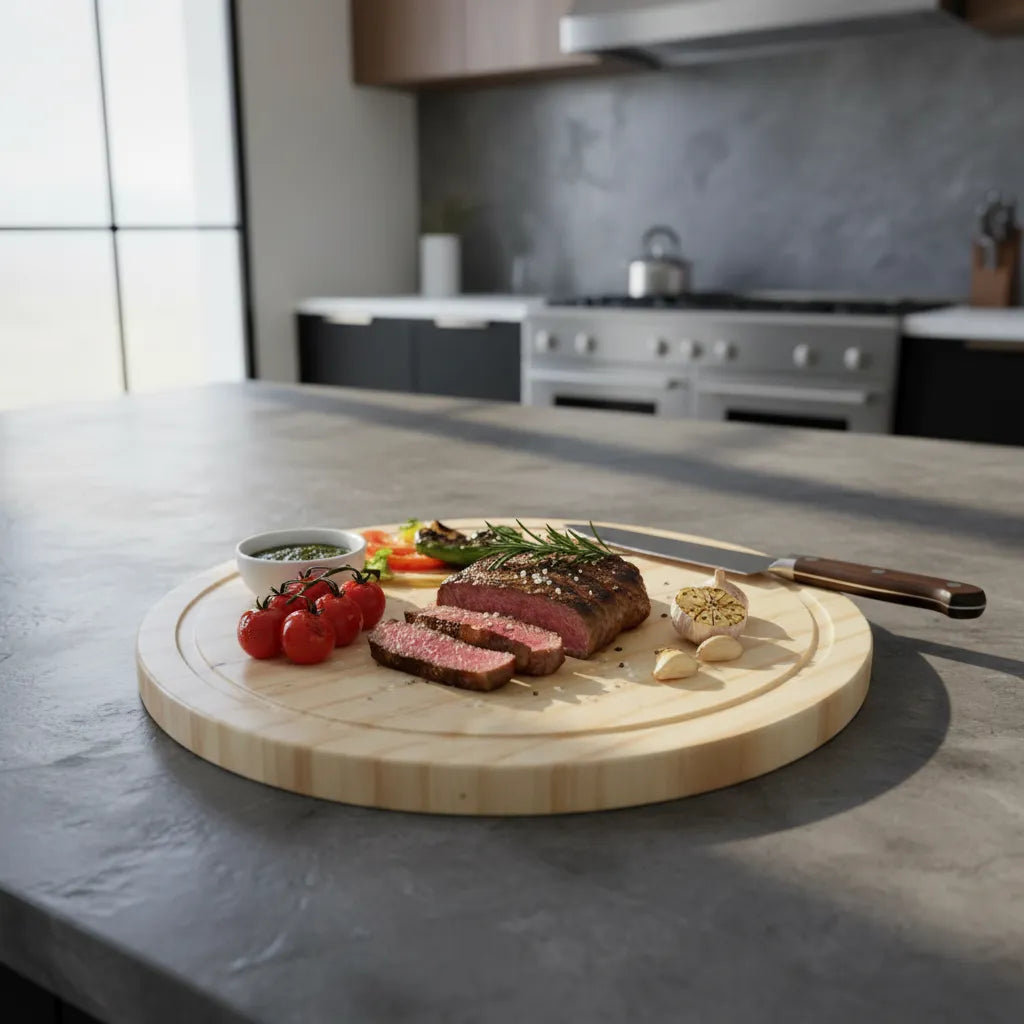 Plato De Madera Parrillero Para Asado Redondo 25 Cm