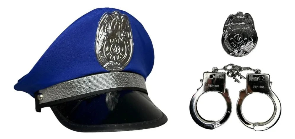 Set Policía Gorro Esposas Placa Disfraz Cosplay