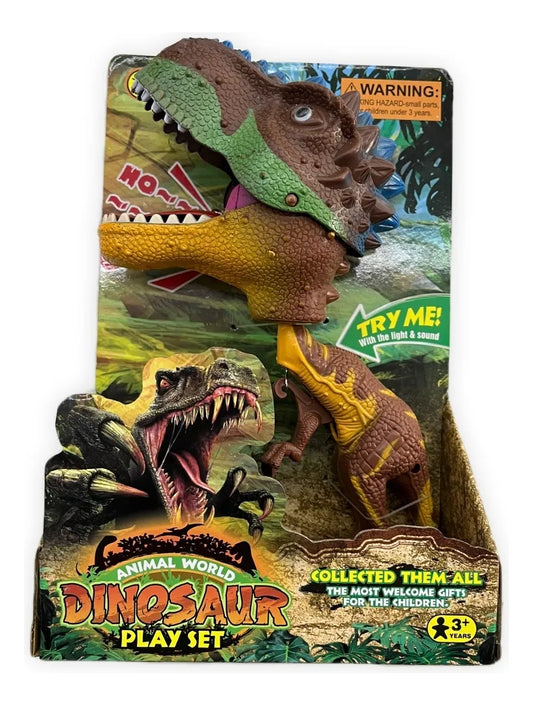 Muñeco Dinosaurio Mordelon 25cm Con Luz Y Sonido