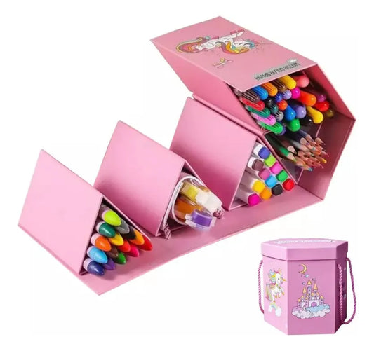 Set De Arte Dibujo Box Unicornio 93 Piezas