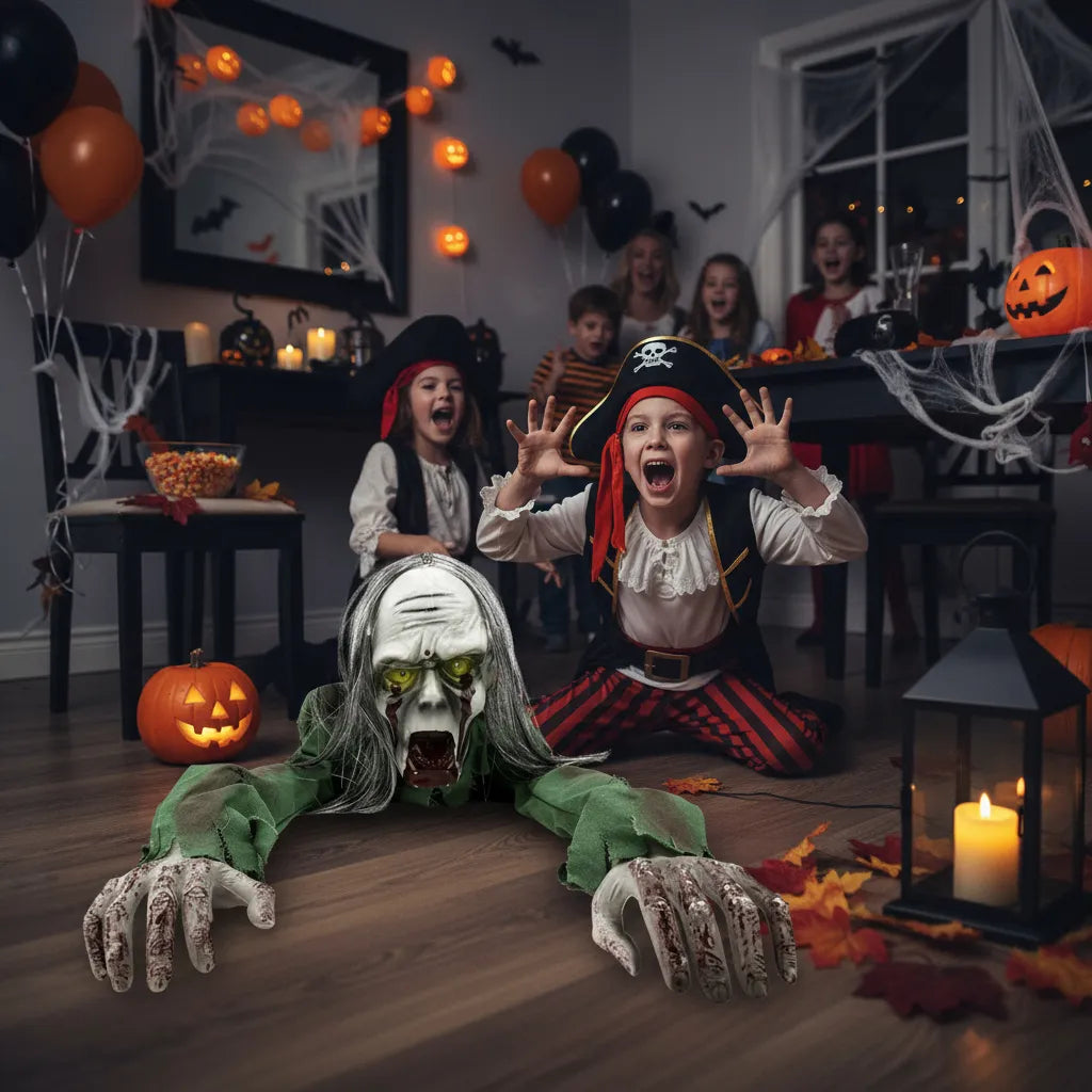 Zombie electronico Se Arrastra Luz Sonido 110cm Deco Halloween