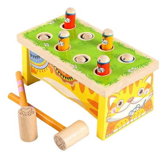 Juego De Descarga topo En Madera Con Dos Martillos