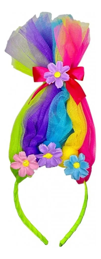 Tiara Vincha De Tul Modelo Trolls 3 Colores