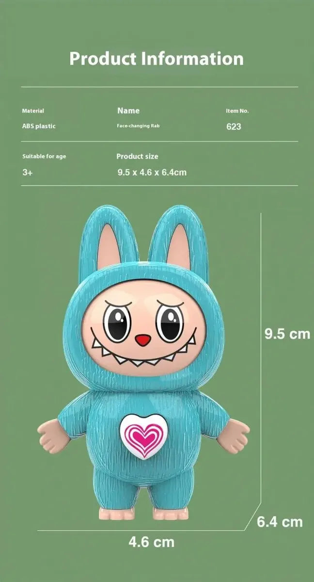 Llavero Muñeco Labubu 10cm Gira Gira 3 Caras