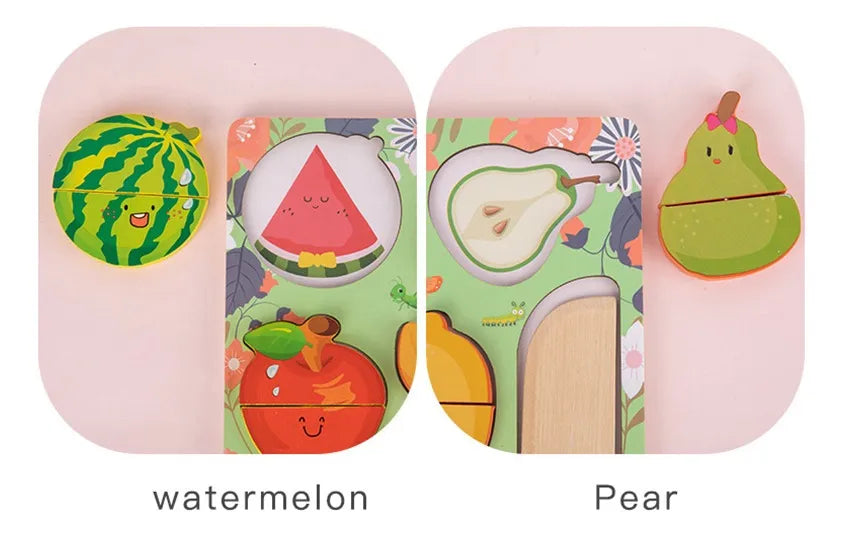 Xilófon Montessori en madera con Juego  de Frutas y Encastre