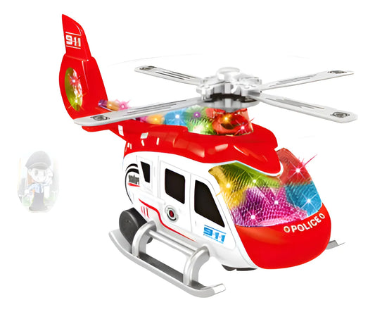 Helicóptero De Policía Con Luz Sonido Y Movimiento