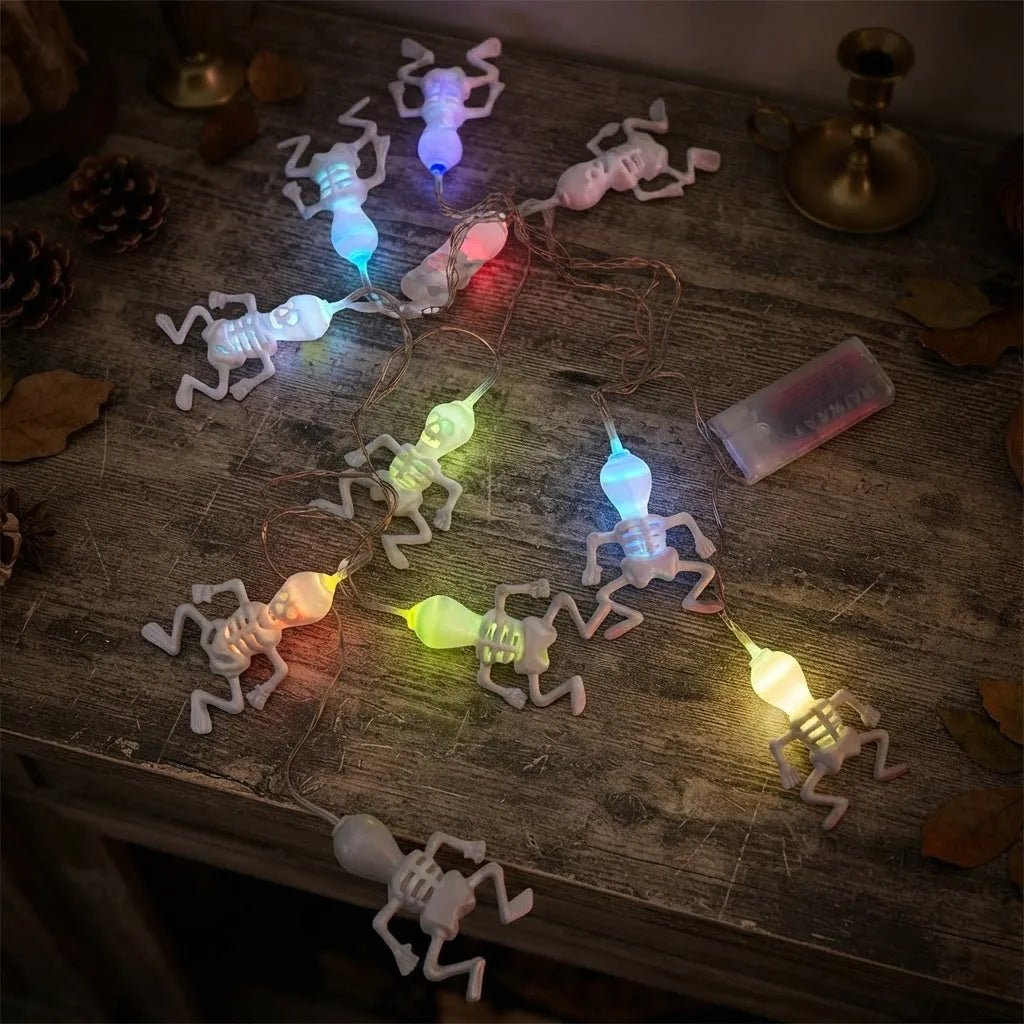 Guirnalda Luces Led Esqueletos Multicolor Halloween